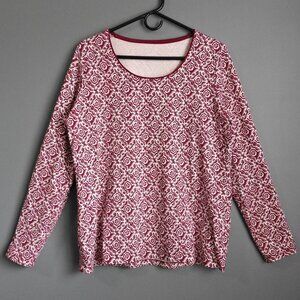 2/$13 Kim Rogers Women's Super Soft Long Sleeve Printed Crew Neck Top, Large